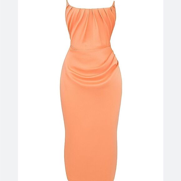 House of CB Dresses & Skirts - House Of Cb Alora Tangerine Strapless Corset Midi Dress-G19